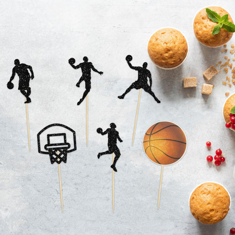 24Pcs Basketball Cupcake Toppers Star Sports Fan Basketball Backboard Cupcake Picks Baby Shower Players Sports Theme Birthday Party Cake Decorations Supplies (24 Count)
