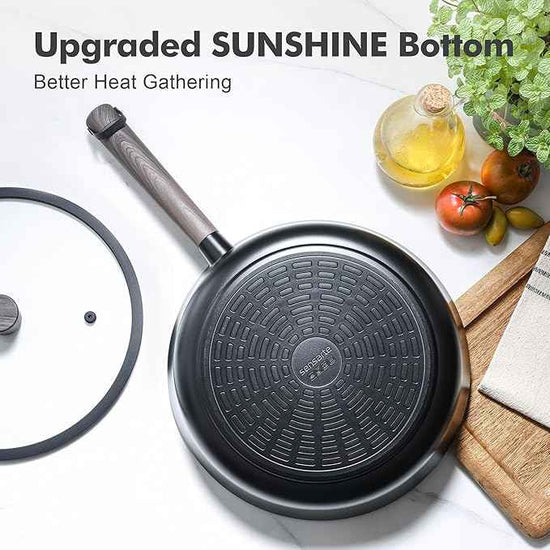SENSARTE Nonstick Cookware Set Pots and Pans Set Kitchen Non-stick Cooking Set, Dishwasher & Oven Safe, Induction Compatible, Free of Intentionally Added PFOA/PFOS, 15pcs, Black