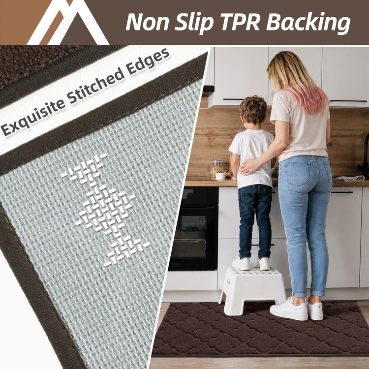 Soft Kitchen Rugs Set of 2 Non Slip 24"x35"+24"x60" (7.1666 Sq Ft)