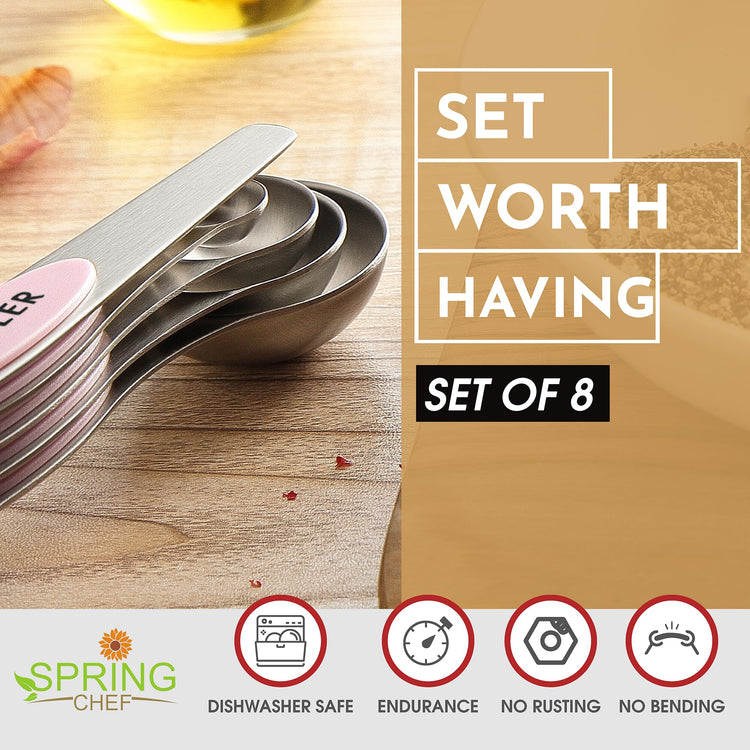 Stainless Steel 8 Magnetic Measuring Spoons Set