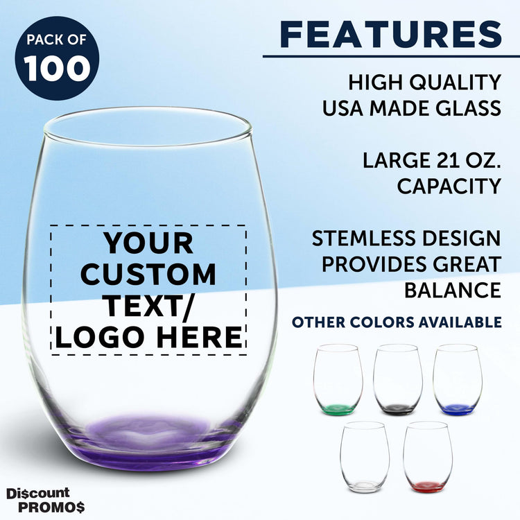 100 ARC Stemless Wine Glasses Set (100 Count)
