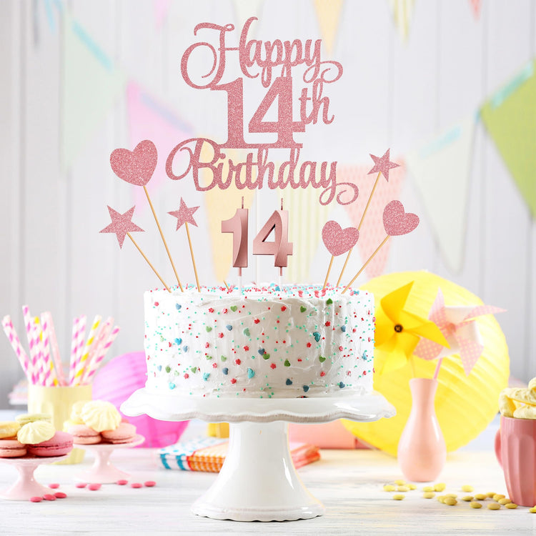 14th Birthday Cake Decorations (9 Count)