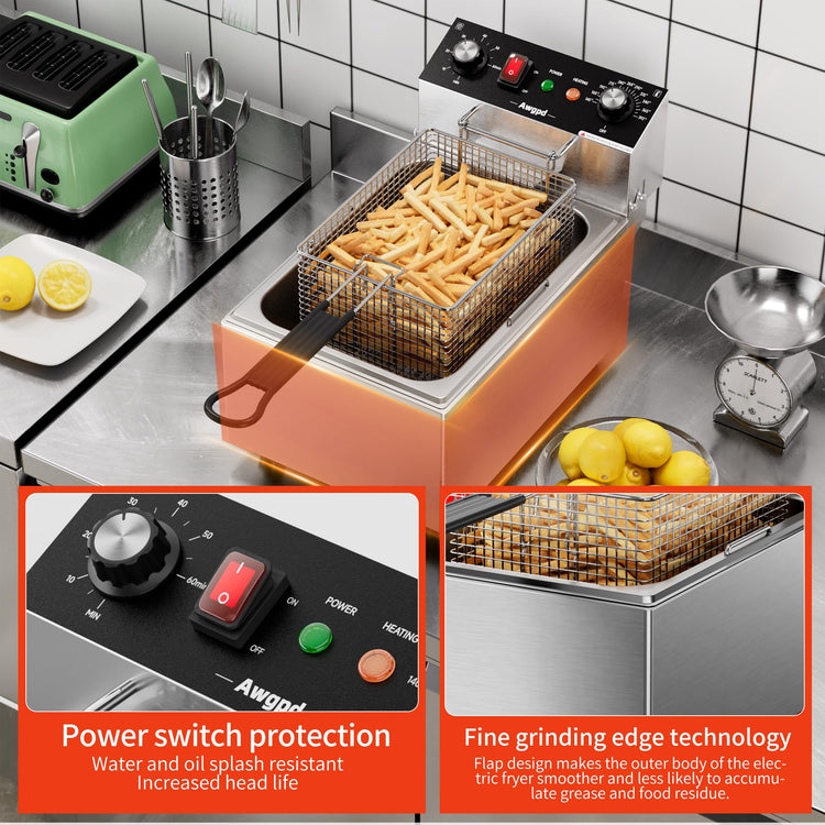 Electric Deep fryer Single Tank Deep Fryer with Basket Capacity 10L