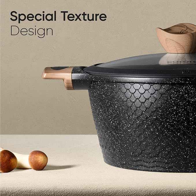 CAROTE 26PCS Pots and Pans Set Non Stick, Cookware Set Pots and Pans Induction Cook Ware, Nonstick Kitchen Cooking, PFOA Free, Black