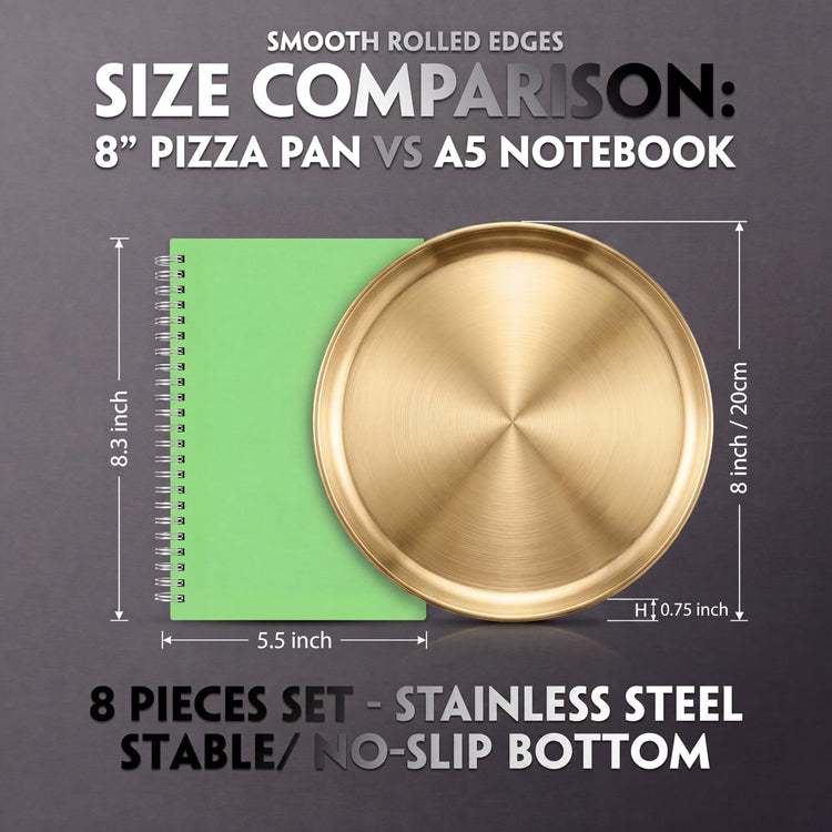 8 Pieces Gold Pizza Pans 8 Inch Bakeware (8 Count)