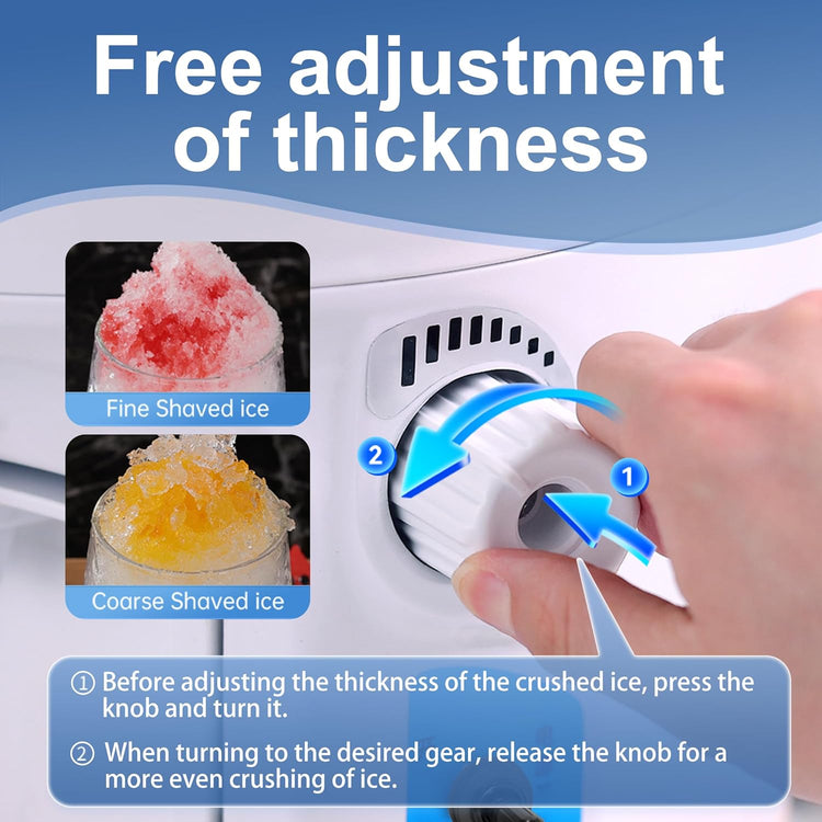 Snow Cone Machine, 400W Electric Ice Shaver Machine, Thickness Adjustable Snow Cone Maker Machine 1499LBs/hr Ice Crusher for Bar Parties Events Snack, Home and Commerical Use(13.8Qt)