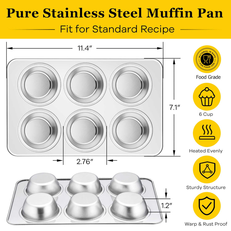 Stainless Steel Muffin Pans 6 (2.1 Count)