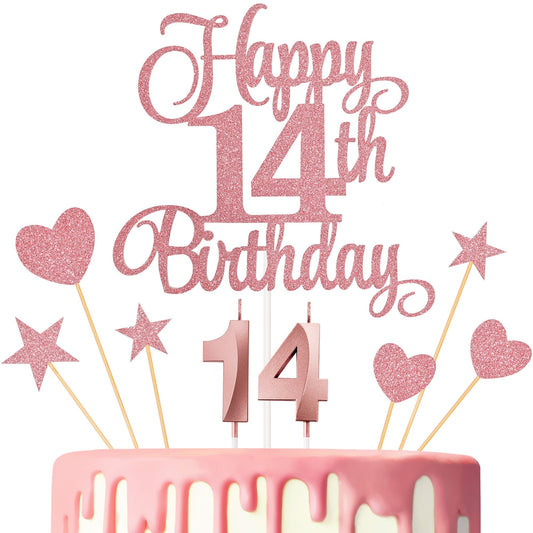 14th Birthday Cake Decorations (9 Count)
