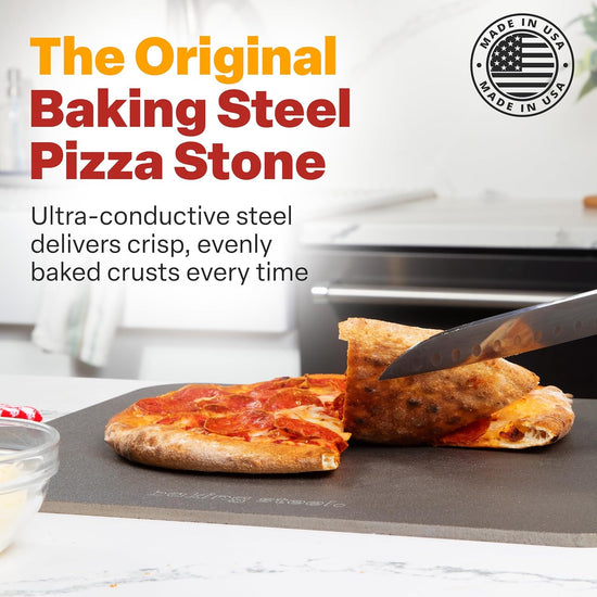 Baking Steel - The Original Ultra Conductive Pizza Stone (14"x16"x1/4") - The Original Baking Steel for Pizza & Bread for Indoor & Outdoor Use - Pre-Seasoned, Naturally Non-Stick Surface & Crack-Proof - Nestoria