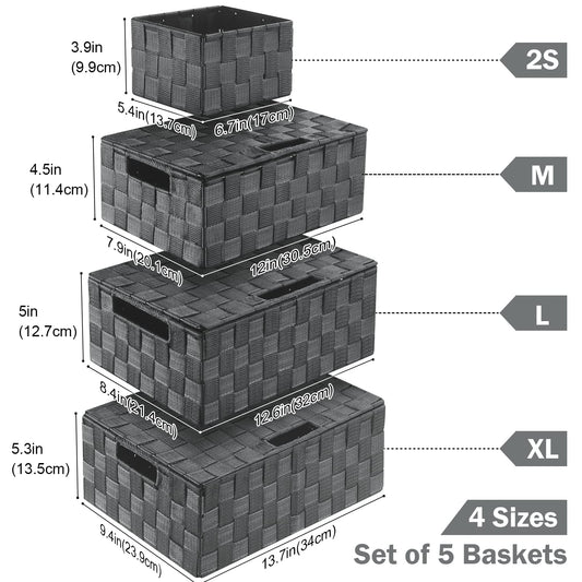 Storage Baskets with Lids (5 Count)