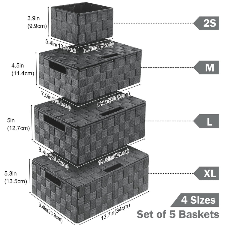 Storage Baskets with Lids (5 Count)