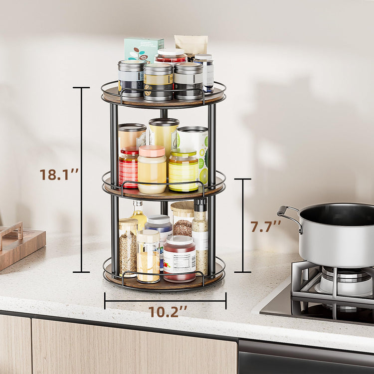 10'' Wood Lazy Susan Turntable Organizer for Cabinet