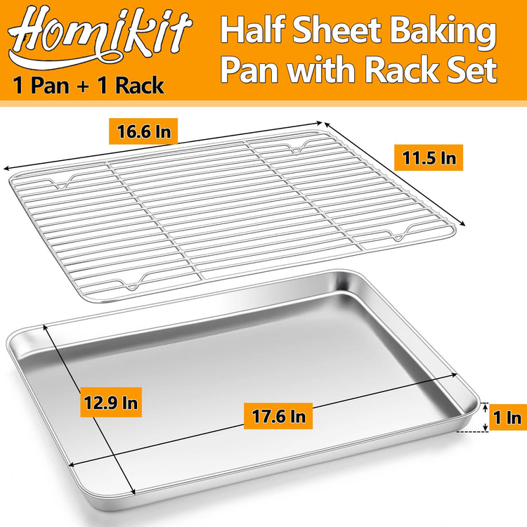 Half Baking Sheet with Wire Cooling Rack (2 Count)