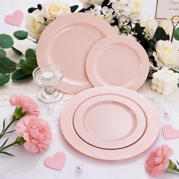 60PCS Pink Plastic Plates (60 Count)