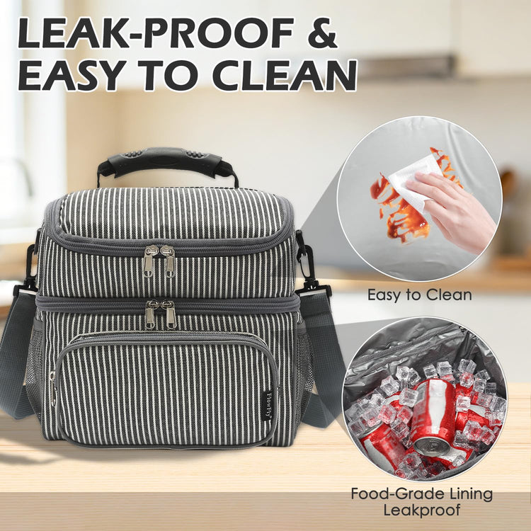 Double Layer Cooler Insulated Lunch Bag Adult Lunch Box Large Tote Bag for Men (2 Count)