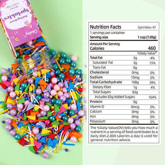 Rainbow Sprinkles for Cake Decorating 4.23ounce - Colored Pearl Sprinkles for Cupcake Toppers, Ice Cream, Candy, Cookie Decorations - Birthday & Holiday Party Supplies