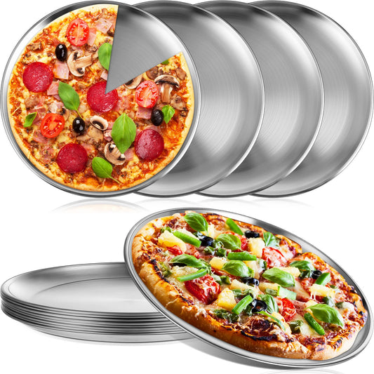 8 Pieces Silver Pizza Pans 10 Inch Bakeware (8 Count)