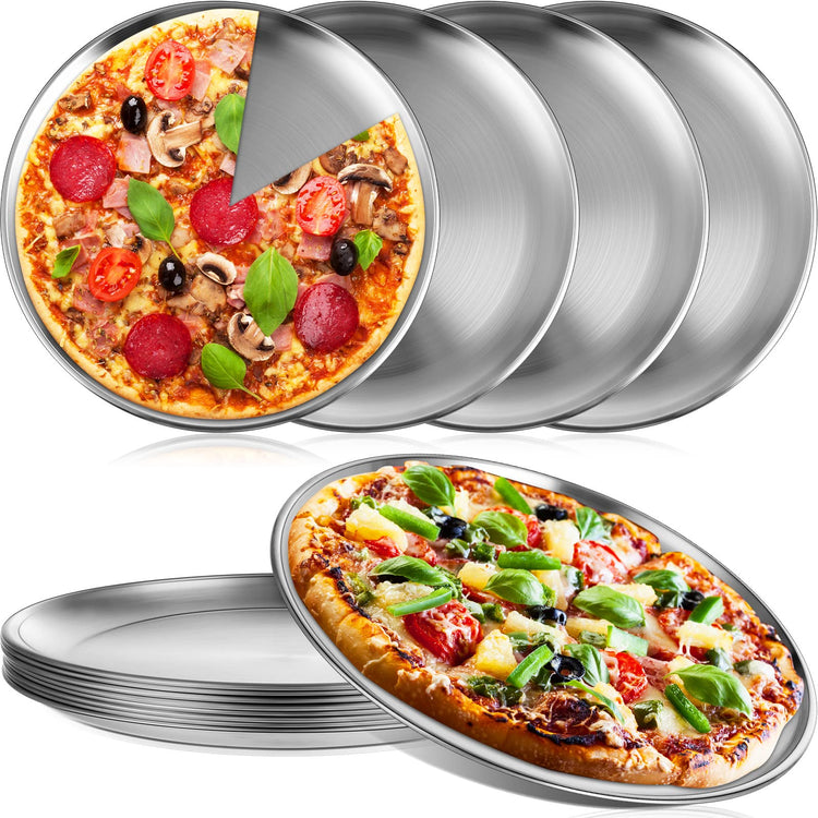 8 Pieces Silver Pizza Pans 10 Inch Bakeware (8 Count)