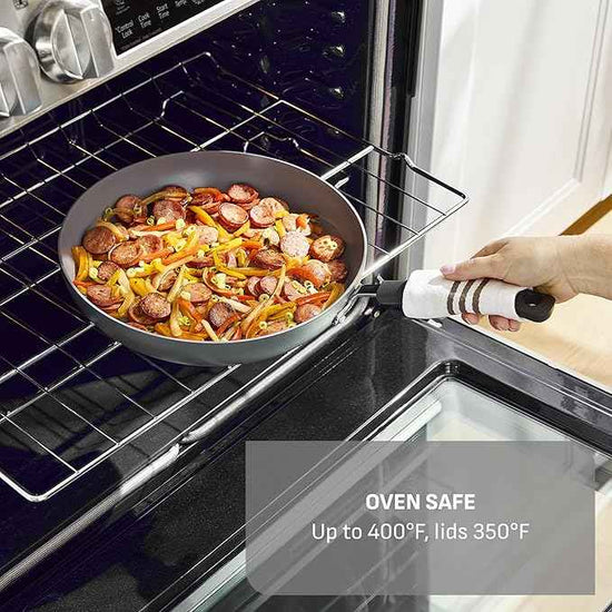 T-Fal Ultimate Hard Anodized Nonstick 13 Piece Cookware Set, Oven Safe Up to 400°F, Pots and Pans Set, Includes Frying Pans, Saucepan, Stockpot, Cooking Utensils, Grey