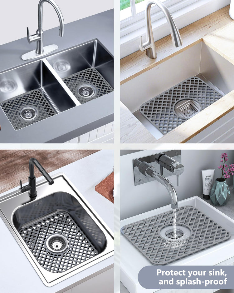 2 Pack Silicone Sink Mat Protector for Kitchen Sink