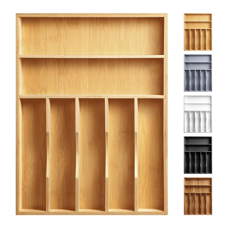 Kitchen Bamboo Silverware Organizer
