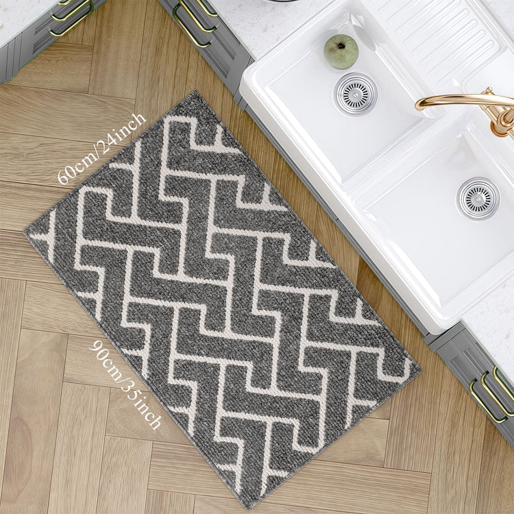 hicorfe Kitchen Rugs and Mats Sets,Super Absorbent Polypropylene Non-Slip Rug,Soft Comfort Floor Mat,Washable for Kitchen,Hallway,Office,Sink,Laundry(24" x 35",Grey)