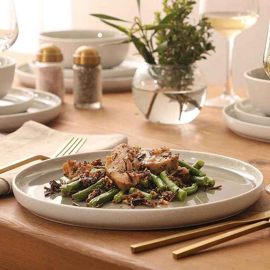 Gibson Elite Tahoe Sunset 12-Piece Reactive Stoneware Dinnerware Set – Matte Exterior & Shiny Interior Plates and Bowls, Durable Everyday Dish Set, Microwave & Dishwasher Safe - Grey