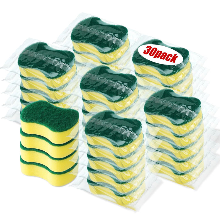 30 Pcs Individually Wrapped Sponges Kitchen Bulk Non Scratch Scouring Sponges for Dishes Household Cleaning Travel Apartments Hotel Car (30 Count)