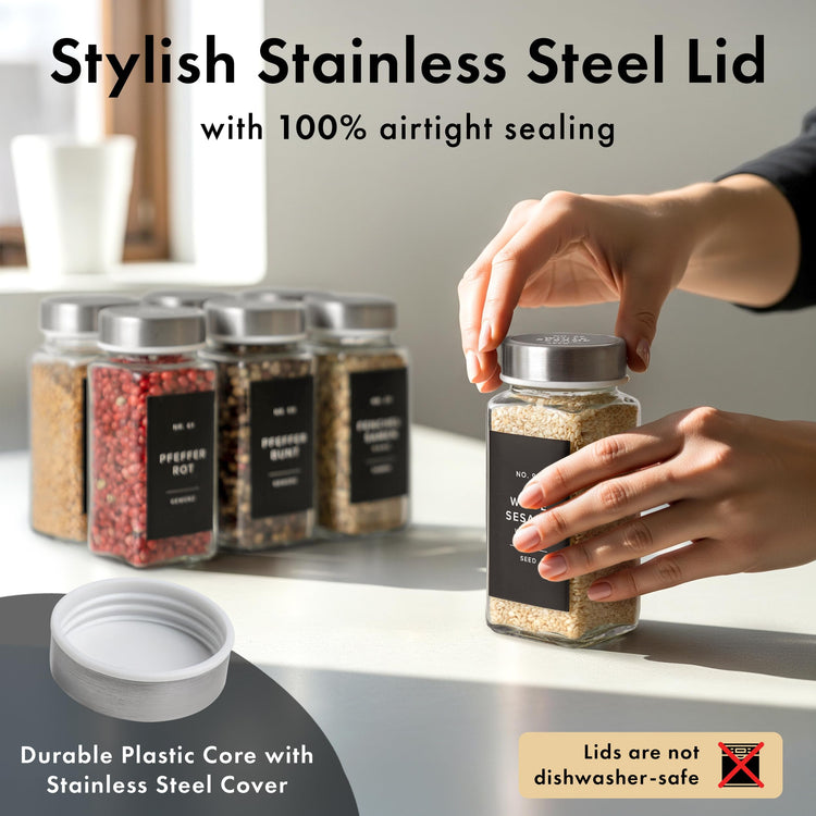 Glass Spice Jars with Label (24 Count)