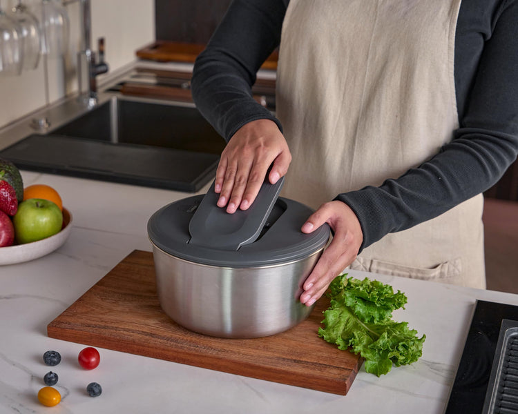 Swift Dry Salad Spinner Stainless Steel Small