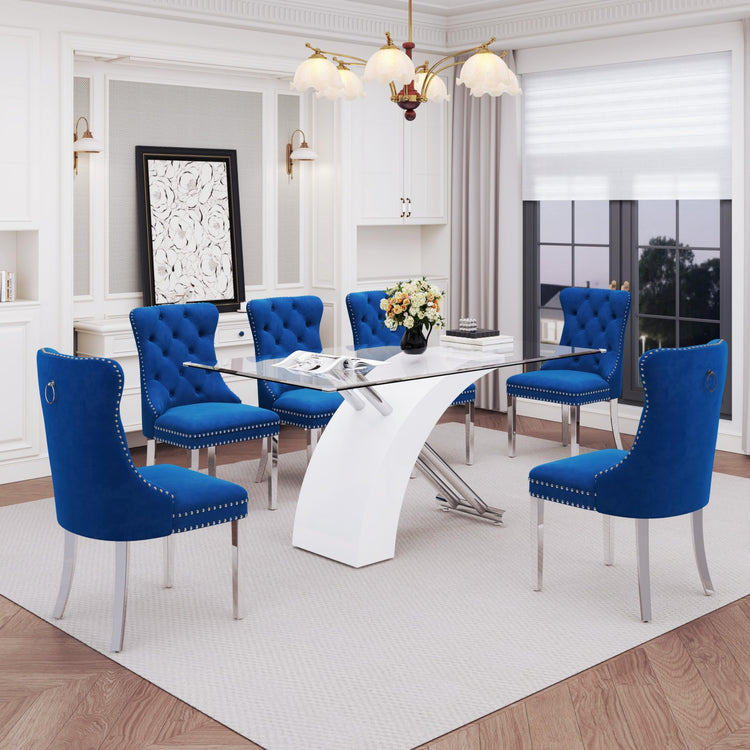 7 Piece Glass Dining Table Set for 6