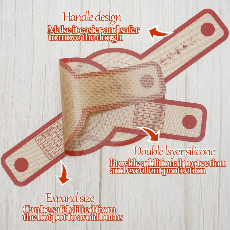 Silicone Bread Sling for Dutch Oven, 2 PCS Non-Stick & Easy Clean Reusable Silicone Bread Baking Mat with Extra Long Handles, Easy and Stable to Transfer Sourdough