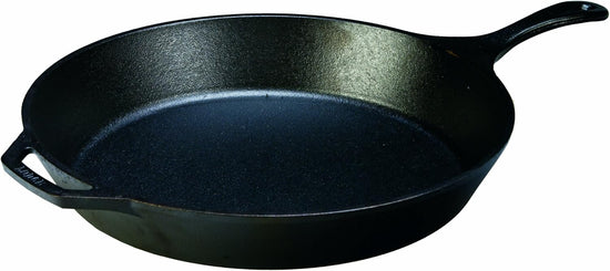 Lodge 15 Inch Cast Iron Pre-Seasoned Skillet – Signature Teardrop Handle - Use in the Oven, on the Stove, on the Grill, or Over a Campfire, Black - Nestoria