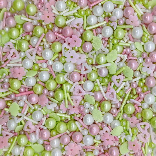 Flower Sprinkles Candy Mix Size Edible Pearls Cake Decorations Cupcake Toppers Cookie Decorating Perfect for Wedding Party Valentine Halloween Christmas Supplies 4.58OZ (4.58 Ounce)