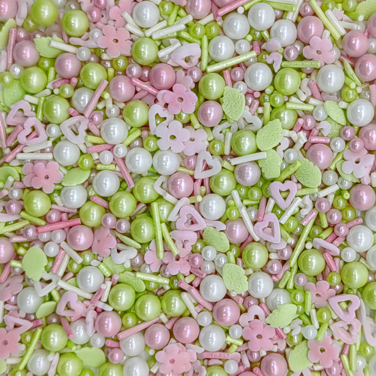 Flower Sprinkles Candy Mix Size Edible Pearls Cake Decorations Cupcake Toppers Cookie Decorating Perfect for Wedding Party Valentine Halloween Christmas Supplies 4.58OZ (4.58 Ounce)