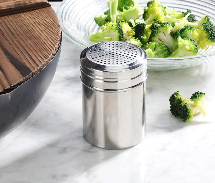 New Star Foodservice 28478 Stainless Steel Dredge Shaker, 10-Ounce, Set of 2