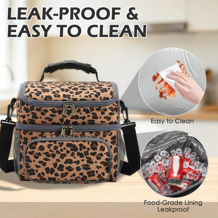 Double Layer Cooler Insulated Lunch Bag Adult Lunch Box Large Tote Bag for Men (2 Count)