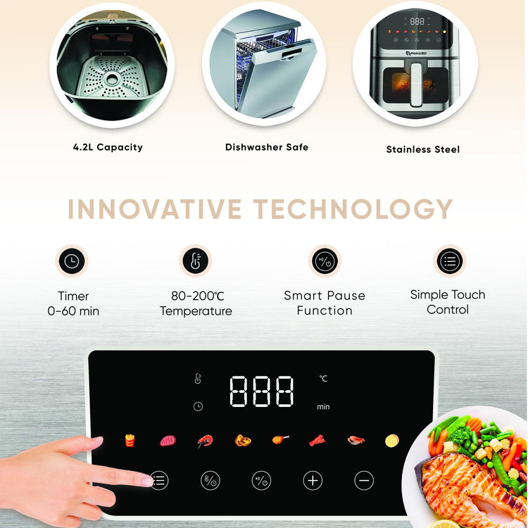 Air Fryer Stainless Steel ROKO 3D with Visible Window