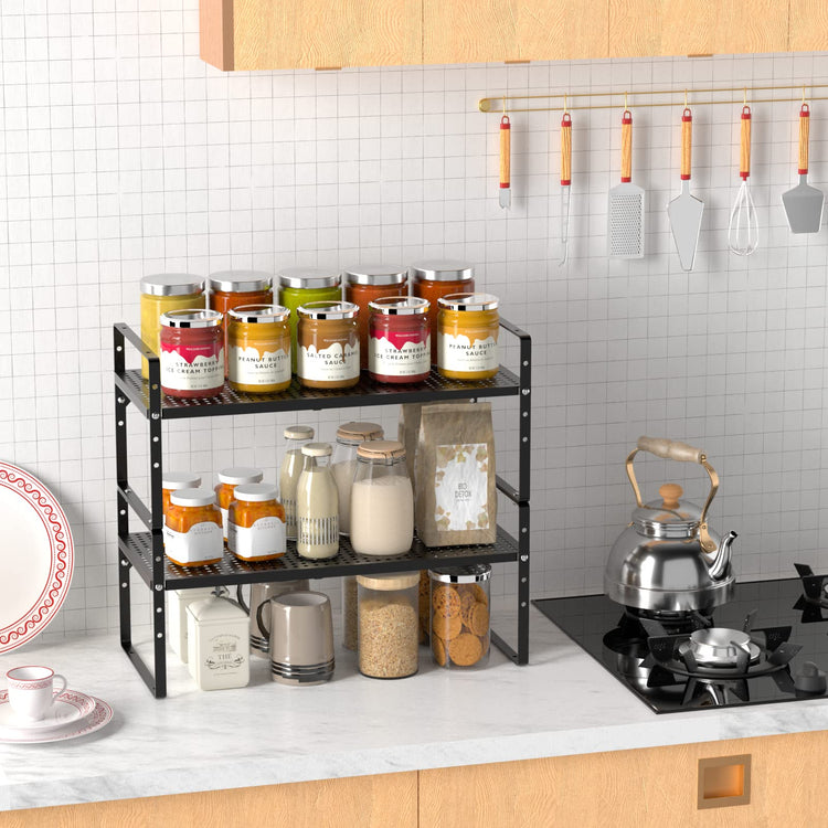 Large Expandable Cabinet Storage Shelf Organizer Rack