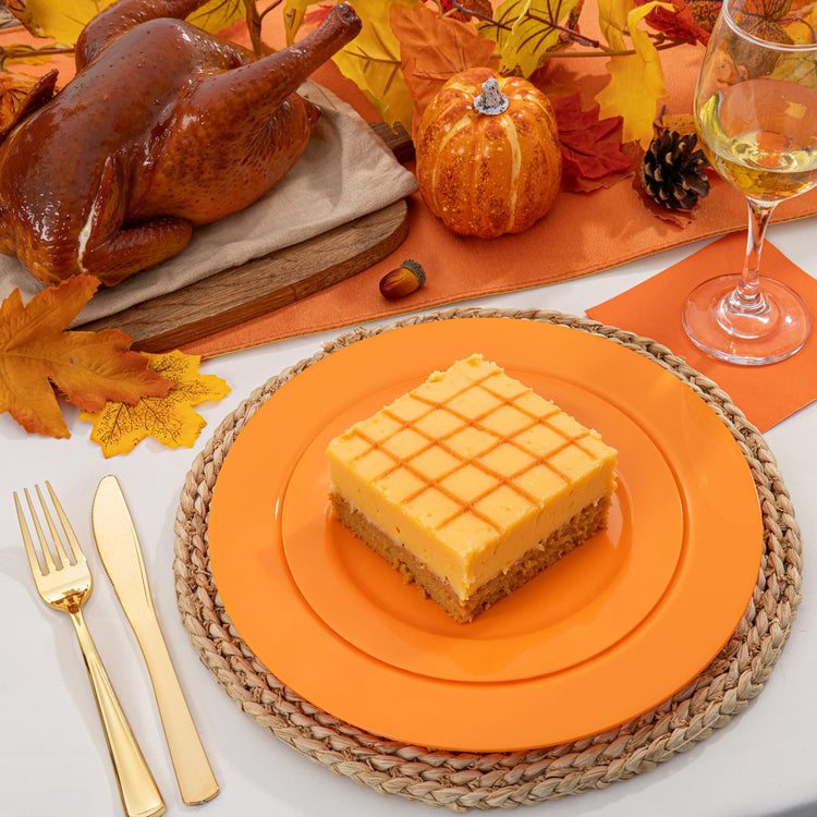 60PCS Orange Plates (60 Count)