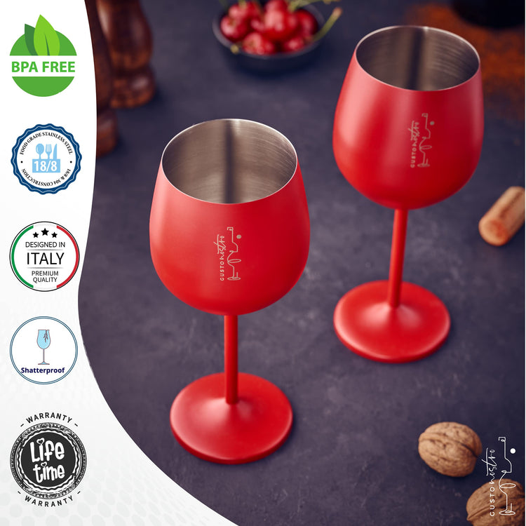 Valentine’s Day Gift Stainless Steel Wine Glass (2 Count)