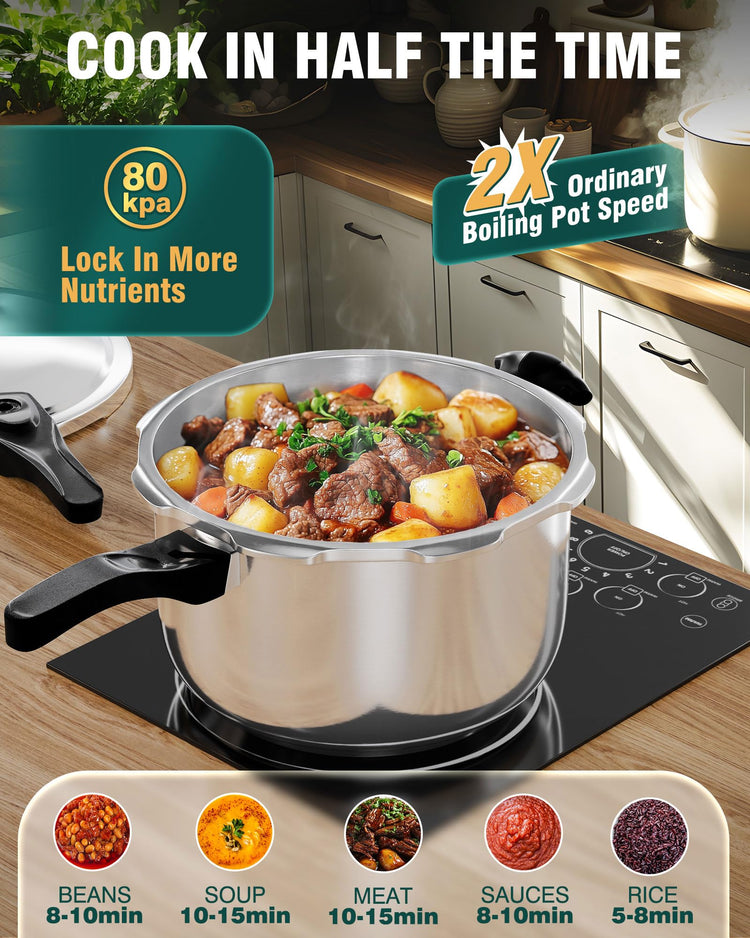 Pressure Cooker Stainless Steel 6.5 Qt