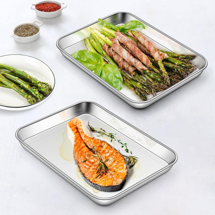 9x7 Inch Mini Stainless Steel Baking Sheet Set for Toaster Oven