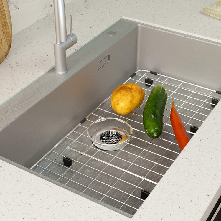 27.5'' x 13.5'' Stainless Steel Sink Protector with Sink Strainer