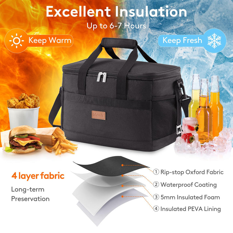 Cooler Bag 30 Cans Collapsible and Insulated Large Lunch Bag Leakproof Soft Cooler Portable for Camping (30 Count)