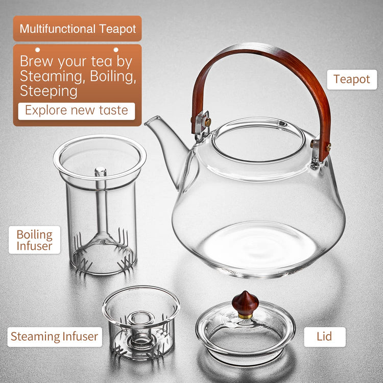 40oz Glass Teapot with Anti