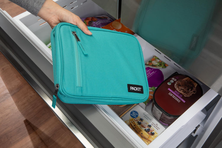 R) Freezable Classic Lunch Box, Teal, Built with EcoFreeze(R) Technology, Collapsible, Reusable, Zip Closure With Zip Front Pocket and Buckle Handle, Designed for Fresh Lunch On the Go