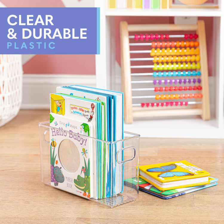 Plastic Food Storage 4 Pack Clear Container Bin with Handles for Organizing Kitchen
