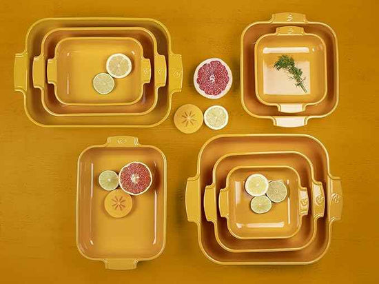 Ceramic Rectangular Baker Yellow Saffron, 25 cm – 10in