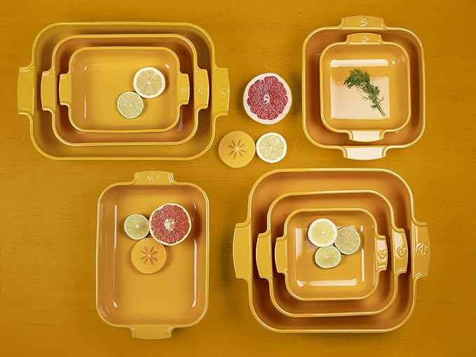 Ceramic Rectangular Baker Yellow Saffron, 25 cm – 10in